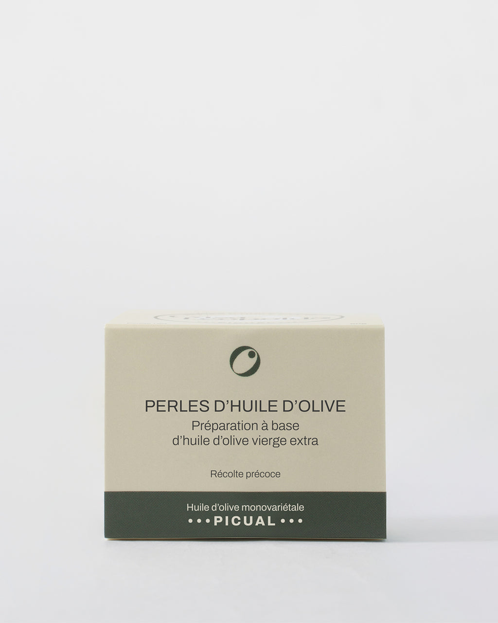 Packaging perles d'huile d'olive Picual