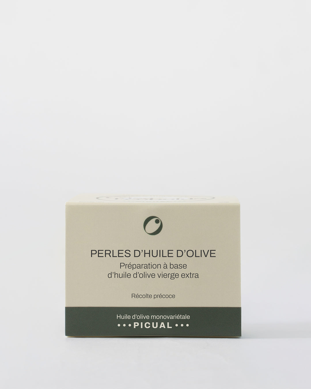 Packaging perles d'huile d'olive Picual